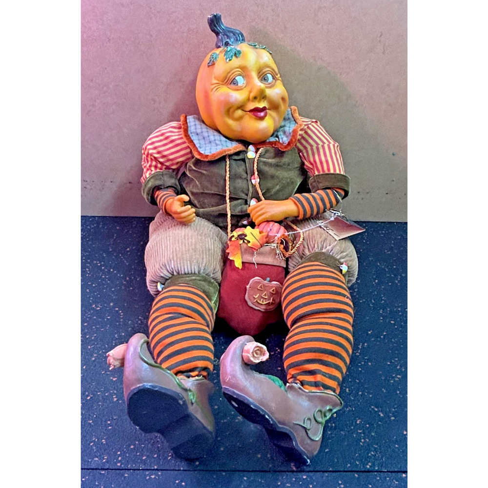 Vintage Rare Winward Pumpkin Head Very Large Steampunk Shelf Sitter 35"